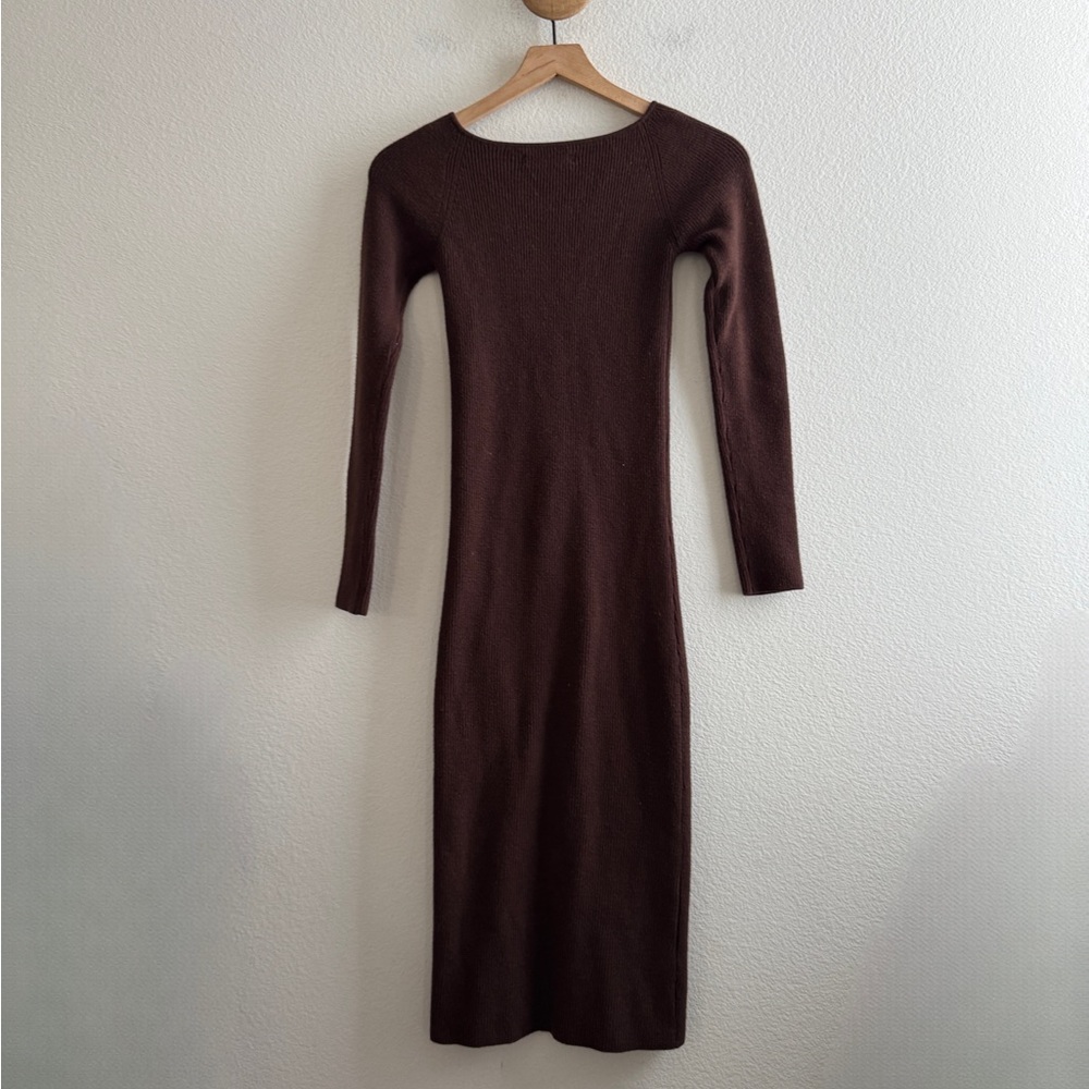 Oak + Fort Brown Knit Ribbed Sweater Dress - Picture 5 of 9